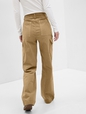 Mid Rise Loose Khaki Cargo Pants