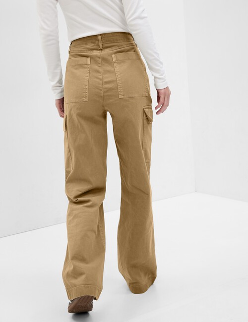 Mid Rise Loose Khaki Cargo Pants