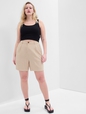 5" High Rise Pleated Linen Shorts