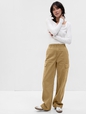 Mid Rise Loose Khaki Cargo Pants