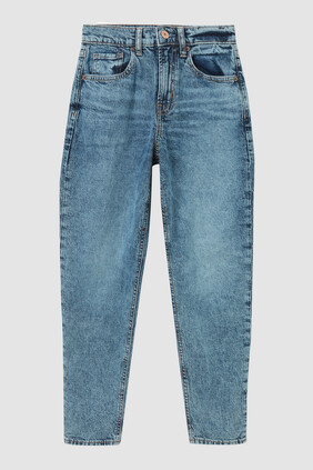 Teen High Rise Mom Jeans with Washwell