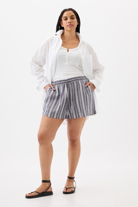 4" Mid Rise Stripe Linen-Blend Shorts