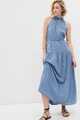 100% Organic Cotton High Neck Denim Maxi Dress