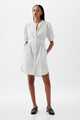 Linen-Cotton Puff Sleeve Mini Shirtdress