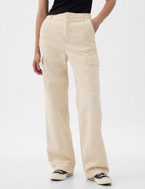 Mid Rise Loose Khaki Cargo Pants