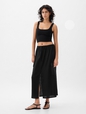 Linen-Blend Cargo Midi Skirt