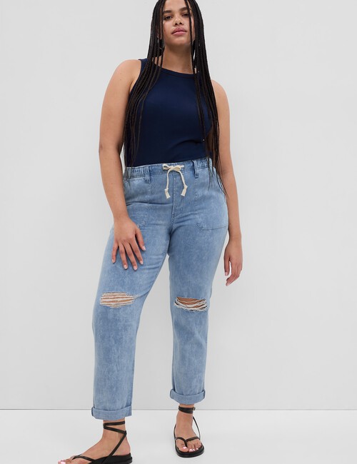 Mid Rise Easy Denim Utility Jeans