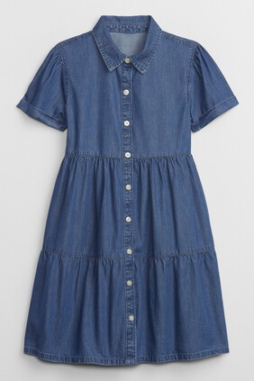 Kids Puff Sleeve Shirtdress