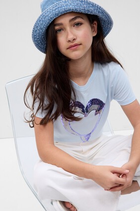 Kids Flippy Sequin Graphic T-Shirt