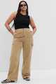 Mid Rise Loose Khaki Cargo Pants