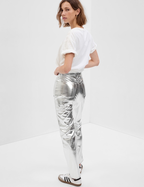 High Rise Vegan Leather Cheeky Straight Pants