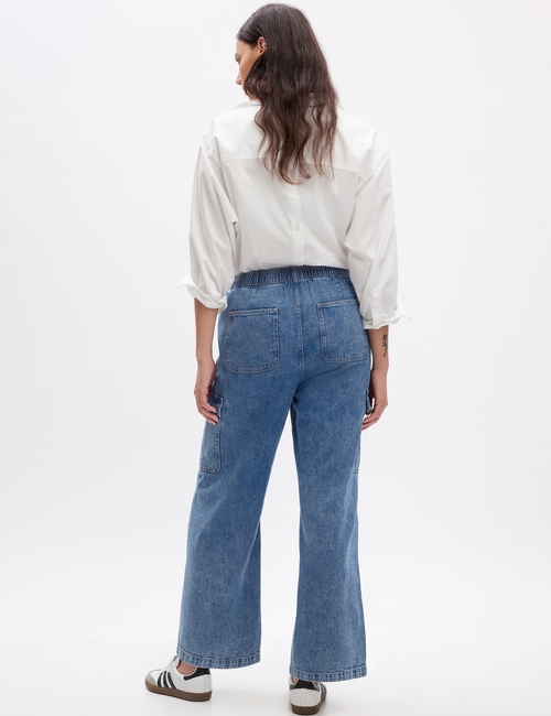 High Rise Wide-Leg Pull-On Jeans