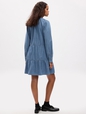 Tiered Denim Mini Shirtdress