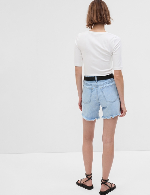 6" High Rise Cheeky Midi Denim Shorts