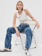 Mid Rise Cotton Floral Print '90s Loose Jeans