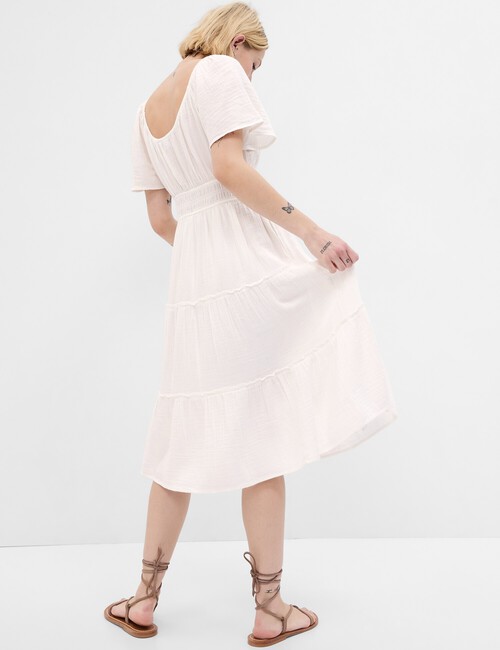 Crinkle Gauze Tiered Midi Dress