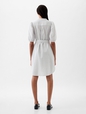 Linen-Cotton Puff Sleeve Mini Shirtdress