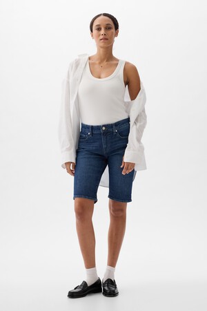 9" Mid Rise Denim Bermuda Shorts