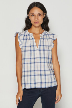 Sleeveless Flutter Splitneck Top