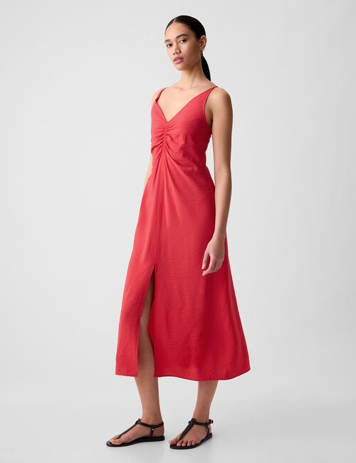 Ruched Slip Midi Dress