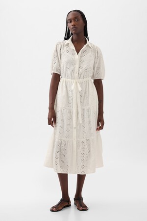 Eyelet Tiered Midi Dress