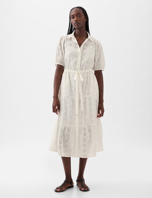 Eyelet Tiered Midi Dress