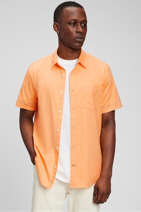 Gap Men's Short Sleeve Poplin Shirt in Slim Fit