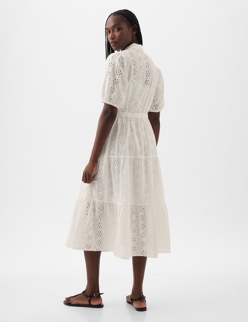 Eyelet Tiered Midi Dress