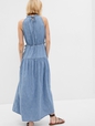 100% Organic Cotton High Neck Denim Maxi Dress