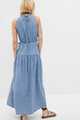 100% Organic Cotton High Neck Denim Maxi Dress