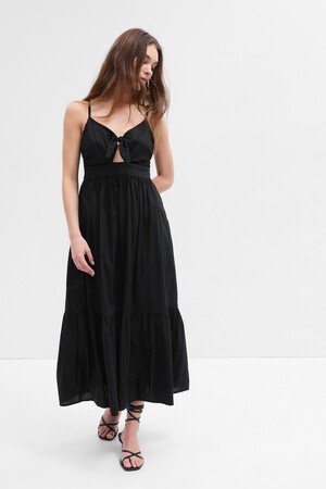 Tie-Front Tiered Maxi Dress