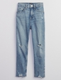 Kids High Rise Destructed Mom Jeans