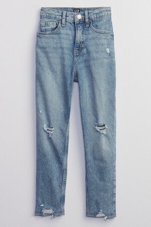 Kids High Rise Destructed Mom Jeans