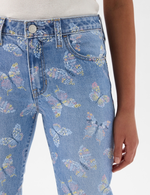 Kids High Rise Print Girlfriend Jeans