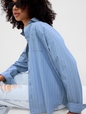 Organic Cotton Oversized Stripe Poplin Shirt