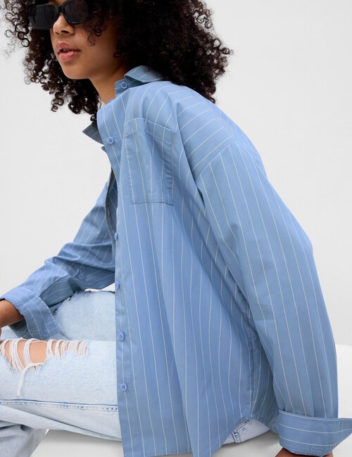 Organic Cotton Oversized Stripe Poplin Shirt