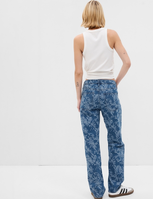 Mid Rise Cotton Floral Print '90s Loose Jeans