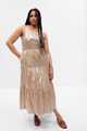 Metallic Tie-Back Tiered Maxi Dress