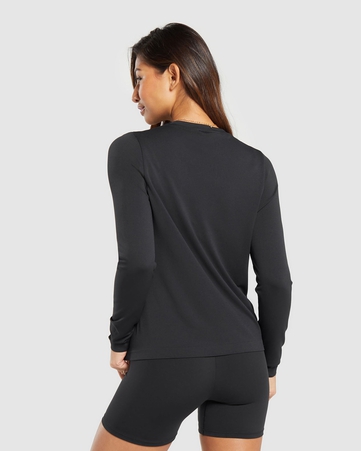 Everyday Seamless Everyday Seamless Long Sleeve Top Regular Fit Seamless:BLACK:XL, BLACK, hi-res