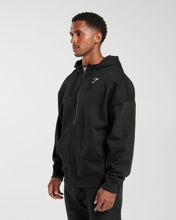 Crest Crest Oversized Zip Up Hoodie Oversized Fit C&S:BLACK:XXL, BLACK, hi-res