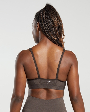 Vital Vital Seamless 2.0 V Neck Sports Bra Body Fit Seamless:Brown:S, Brown, hi-res