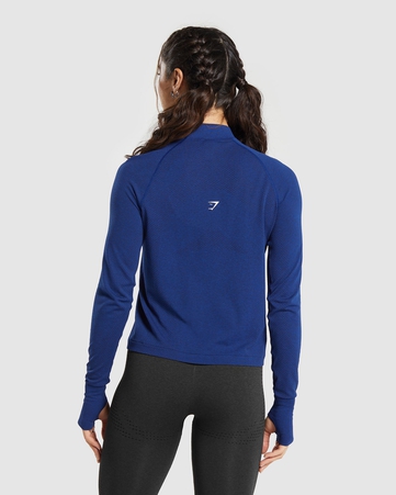 Vital Vital Seamless 2.0 1/4 Zip Regular Fit Seamless:Blue:XL, Blue, hi-res