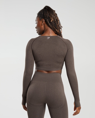 Vital Vital Seamless 2.0 Crop Top Body Fit Seamless:Brown:S, Brown, hi-res