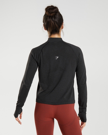 Vital Vital Seamless 2.0 1/4 Zip Regular Fit Seamless:BLACK:L, BLACK, hi-res