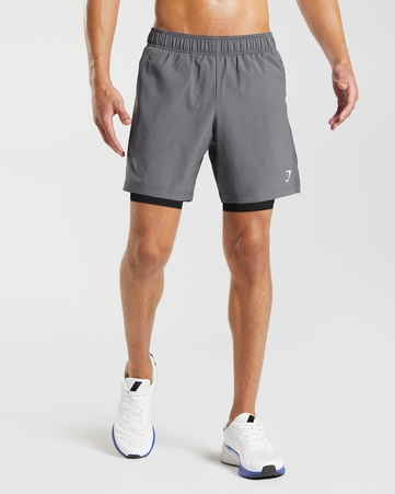 Sport Sport 7" 2 in 1 Shorts Slim Fit C&S:BLACK:L, BLACK, hi-res