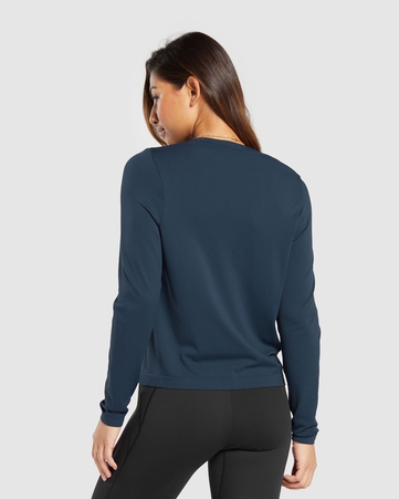 Everyday Seamless Everyday Seamless Long Sleeve Top Regular Fit Seamless:Blue:M, Blue, hi-res