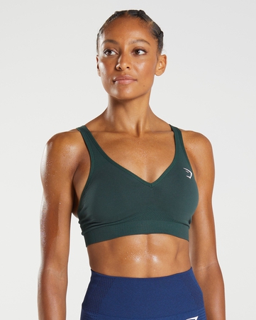 Vital Vital Seamless 2.0 V Neck Sports Bra Body Fit Seamless:Green:XS, Green, hi-res